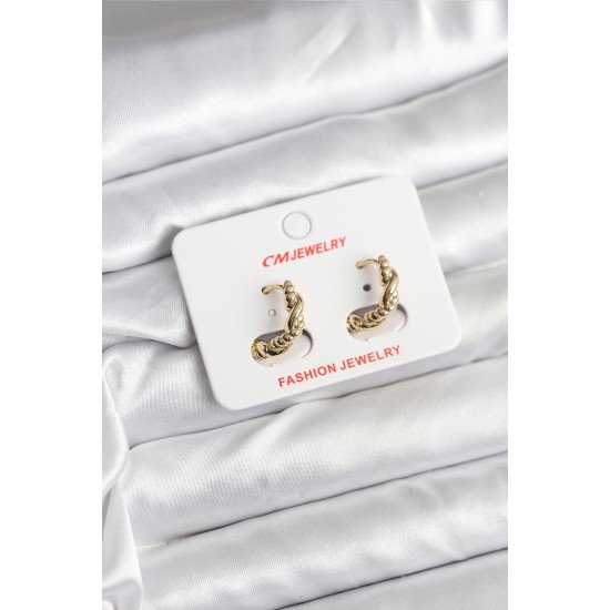 14K Gold Renk Kaplama Burgu Model CM Kadın Küpe