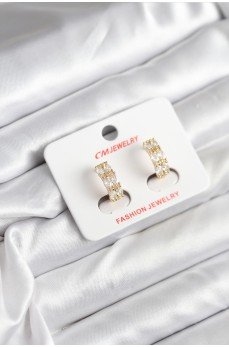 14K Gold Renk Kaplama Zirkon Taşlı CM Kadın Küpe