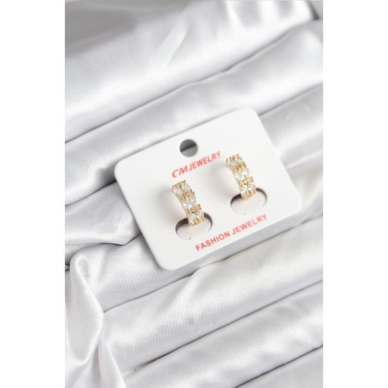 14K Gold Renk Kaplama Zirkon Taşlı CM Kadın Küpe 14K Gold Renk Kaplama Zirkon Taşlı CM Kadın Küpe