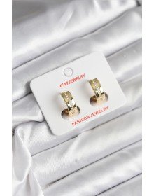 14K Gold Renk Kaplama Zirkon Taşlı Halka Model CM Kadın Küpe