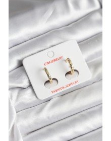 14K Gold Renk Kaplama Zirkon Taşlı Halka Model CM Kadın Küpe