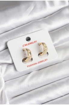 14K Gold Renk Kaplama Lazer Halka CM Kadın Küpe