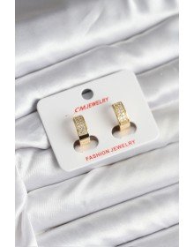 14K Gold Renk Kaplama Zirkon Taşlı Halka CM Kadın Küpe