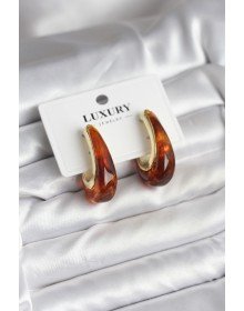 Pirinç Gold Renk Kahverengi Vintage Kadın Küpe