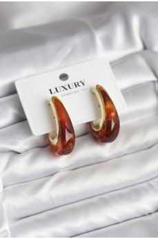 Pirinç Gold Renk Kahverengi Vintage Kadın Küpe