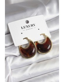 Pirinç Gold Kahverengi Renk Vintage Kadın Küpe