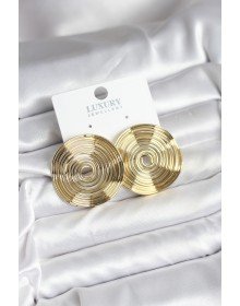 Pirinç Gold Renk Circle Model Kadın Küpe