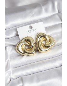 Pirinç Gold Renk Geometrik Vintage Kadın Küpe