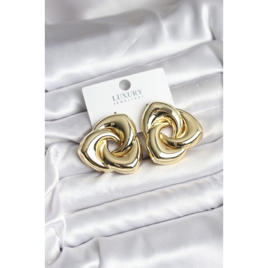 Pirinç Gold Renk Geometrik Vintage Kadın Küpe