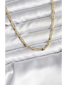 14K Gold Renk Kaplama Plaka Ezme Model Zincirli CM Kadın Kolye