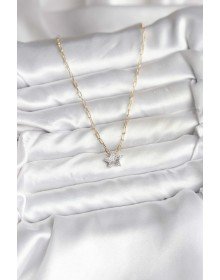 Pirinç Gold Renk Zincirli Zirkon Taşlı Minimal Yıldız Model Kadın Kolye