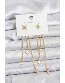Kutup Yıldızı Model Gold Renk Pirinç Sallantılı Kadın Küpe