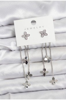 Lotus Model Gümüş Renk Pirinç Sallantılı Kadın Küpe