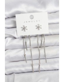 Çiçek Model Gümüş Pirinç Sallantılı Kadın Küpe