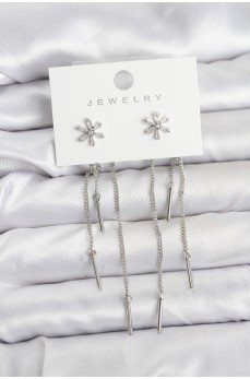 Çiçek Model Gümüş Pirinç Sallantılı Kadın Küpe