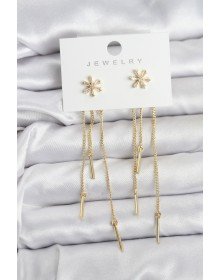 Çiçek Model Gold Pirinç Sallantılı Kadın Küpe