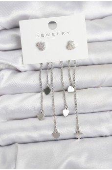 Kalp Model Gümüş Renk Pirinç Sallantılı Kadın Küpe