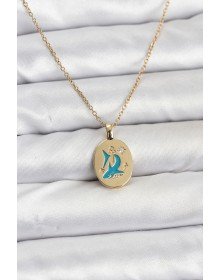 316L Çelik Zincir Gold Renk Shark Figür Kadın Kolye