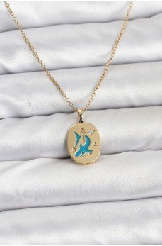 316L Çelik Zincir Gold Renk Shark Figür Kadın Kolye