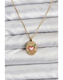 316L Çelik Zincir Gold Renk Kalp Figürlü Kadın Kolye