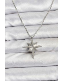 316L Çelik Zincir Gümüş Renk Kutup Yıldızı Model 60 cm Zincir Kadın Kolye