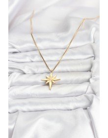 316L Çelik Zincir Gold Renk Kutup Yıldızı Model 60 cm Zincir Kadın Kolye