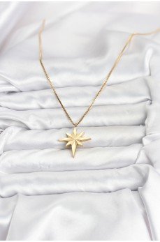 316L Çelik Zincir Gold Renk Kutup Yıldızı Model 60 cm Zincir Kadın Kolye