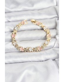 Lotus Model Pirinç Gold ve Pembe Renk Kadın Bileklik