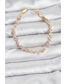 Kare Zirkon Taşlı Gold Renk Kadın Bileklik