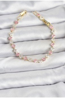 Kare Zirkon Taşlı Gold Renk Kadın Bileklik