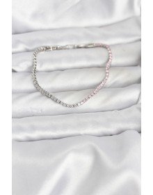 Pembe ve Beyaz Zirkon Taşlı Gümüş Renk Su Yolu Kadın Bileklik