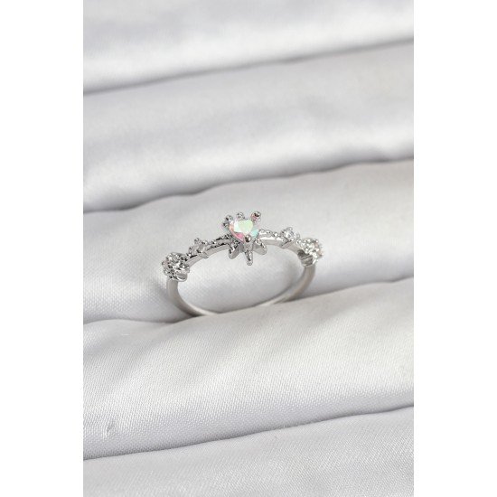 Gümüş Renk Pirinç Yıldız Model Kadın Yüzük