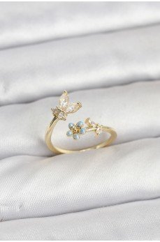 Pirinç Gold Renk Kelebek Model Kadın Yüzük