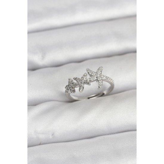 Pirinç Yıldız Model Gümüş Renk Kadın Yüzük