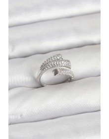 Gümüş Renk Zirkon Taşlı Pirinç Kadın Yüzük