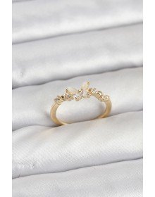 Kelebek Model Gold Renk Pirinç Kadın Yüzük