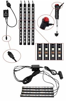 RGB Işıklı Araç İçi Aydınlatma Kumandalı 12'li Led Işık Renk Değiştirebilen