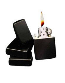 Doldurulabilir Siyah Benzinli Çakmak Metalik