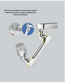 1080° Dönebilen Püskürtme Filtreli Musluk Başlığı Su Tasarruflu