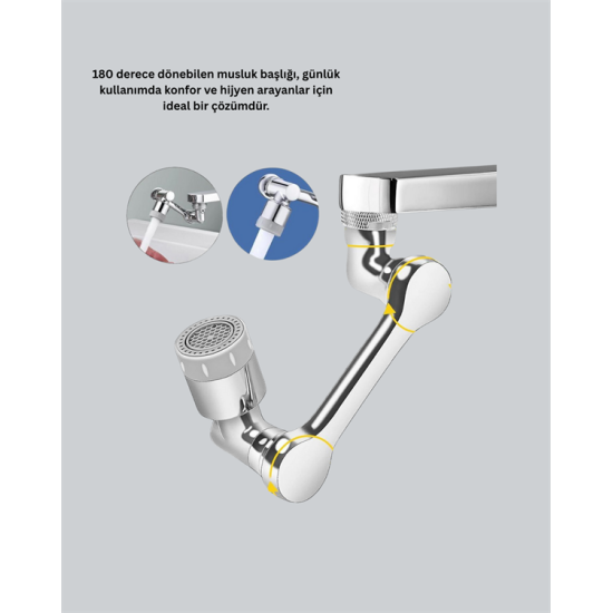 Esnek 1080° Musluk Başlığı 3 Eklemli Hareketli Su Modlu Lavabo Aparatı Esnek 1080° Musluk Başlığı 3 Eklemli Hareketli Su Modlu Lavabo Aparatı