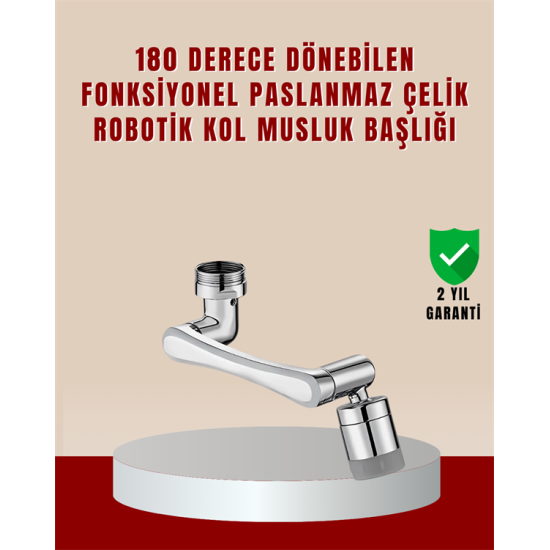 180° Dönebilen Robotik Kollu Musluk Başlığı – 2 Modlu Su Akışı ve Kolay Montaj