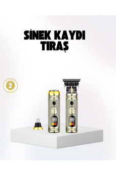 2’si 1 Arada Saç ve Sakal Düzeltici Seti – T Bıçaklı, 8 Farklı Kılavuz Tarağı