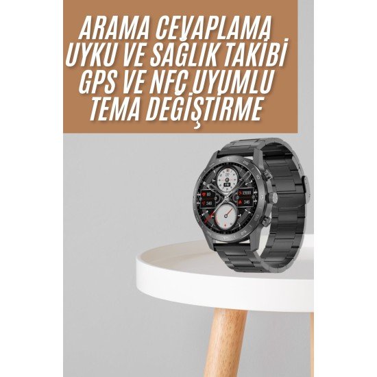 Akıllı Saat Çelik Kordon Çağrı Cevaplama Amoled Ekran Titreşimli Uyku ve Sağlık Takibi