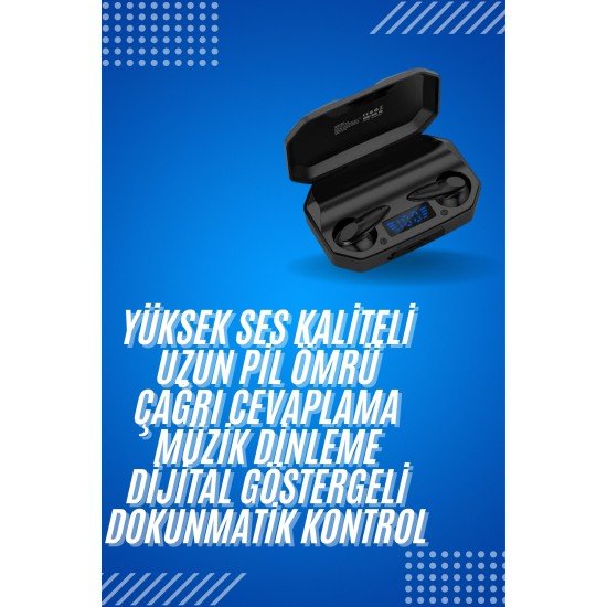 Rgb Işıklı Çift Mikrofonlu Siyah Profesyonel  Kulaklığı Kablosuz Kulakiçi