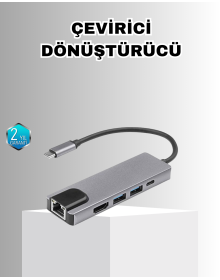 Alüminyum Kasalı MacBook USB-C Hub – 4K HDMI, USB 3.0, SD/TF Kart Girişi, PD Şarj Desteği