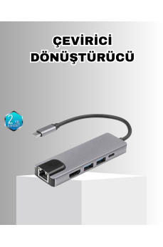 Alüminyum Kasalı MacBook USB-C Hub – 4K HDMI, USB 3.0, SD/TF Kart Girişi, PD Şarj Desteği