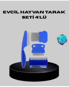 Evcil Hayvan Tüy Bakım Seti – 4’lü Paslanmaz Çelik ve Eco Plastik, Kolay Temizlenebilir ve Dayanıklı