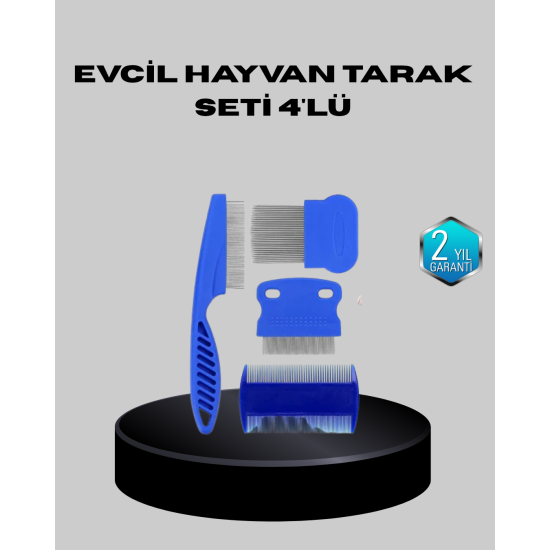 Evcil Hayvan Tüy Bakım Seti – 4’lü Paslanmaz Çelik ve Eco Plastik, Kolay Temizlenebilir ve Dayanıklı
