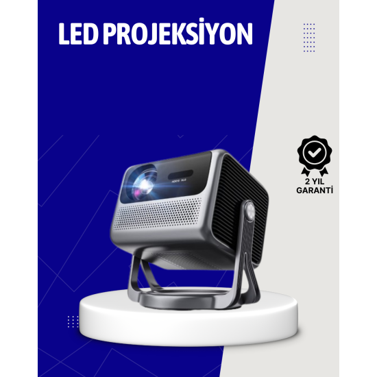 Smart Projector Android TV Taşınabilir Gimbal Standlı