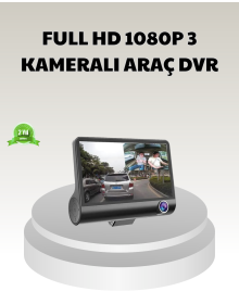 Araç DVR Kamerası 3’lü 170° Geniş Açılı Full HD ve Park Destekli